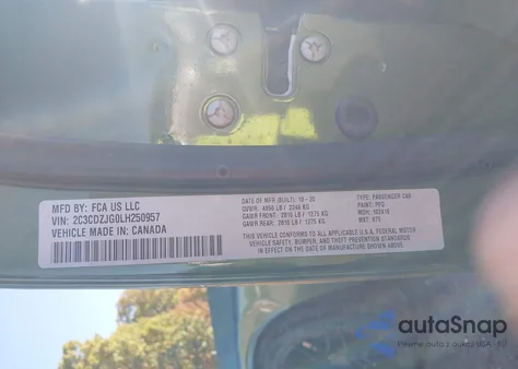 2020 Dodge Challenger Gt from USA, damaged, VIN 2C3CDZJG0LH250957